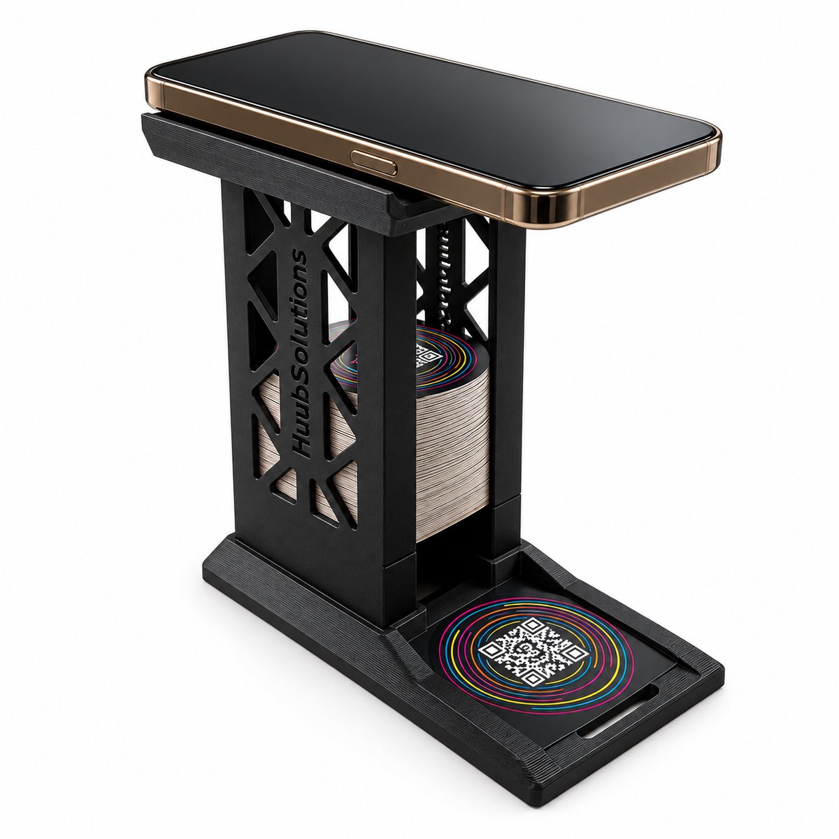 HuubSolutions Kaarthouder geschikt voor Hitster – Met Telefoonstandaard voor Automatische QR-Scan – Geschikt voor Flying Mic, Battle of the Generations, Bingo & Meer