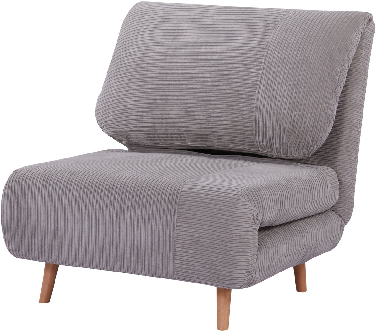 Homona Slaapfauteuil met gastenbed - Met verstelbare rugleuning en hoofdsteun - Corduroy - 82 x 89 x 83 cm - Lichtgrijs