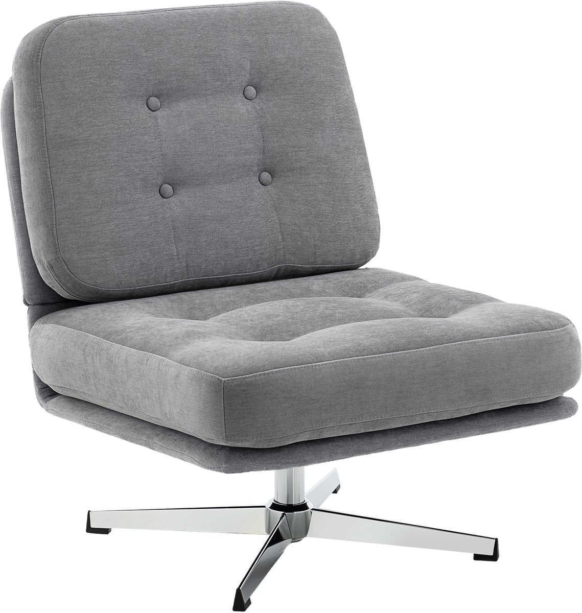 Homona Draaifauteuil - Met Chenille bekleding en 360° draaifunctie - 70 x 87 x 84 cm - Lichtgrijs
