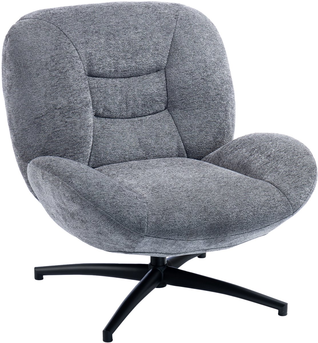 Homona Draaifauteuil - Met Chenille-stof - 360° draaibaar - 83 x 89 x 85 cm - Donkergrijs