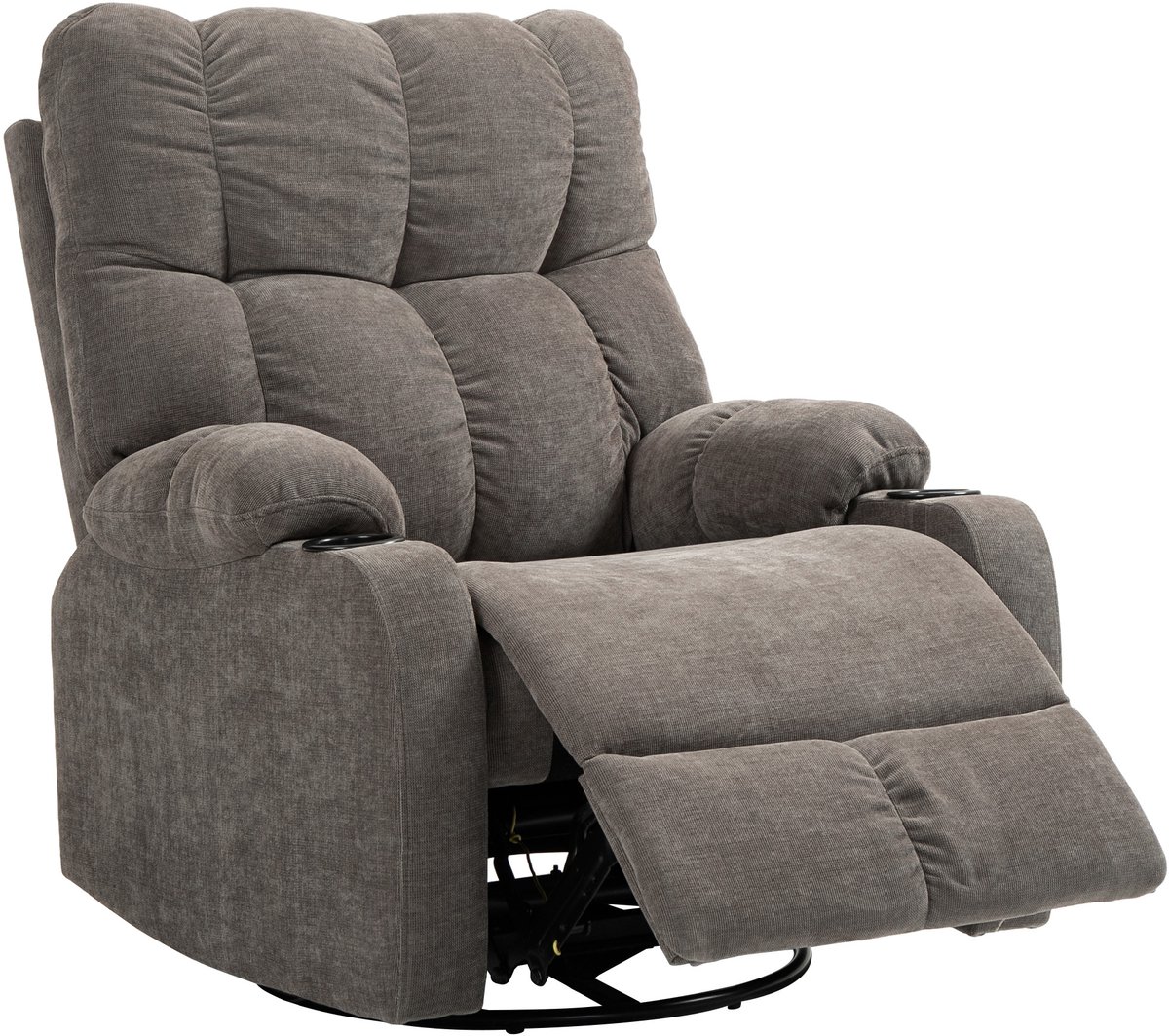 Homona Relaxfauteuil met voetensteun - Draaibaar en schommelend - Met bekerhouders - 88 x 96 x 108 cm - Lichtbruin