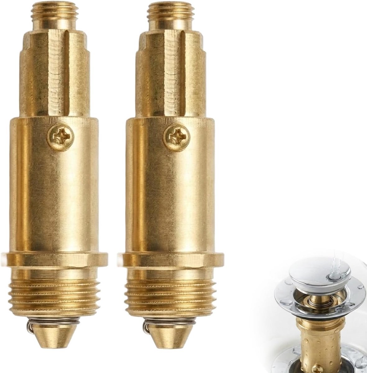 Basin Stopper Set - Pop Up Afvoerplug - Messing, Gepolijst Chroom - Eenvoudige Vervanging voor Wasbak - ShopVlot