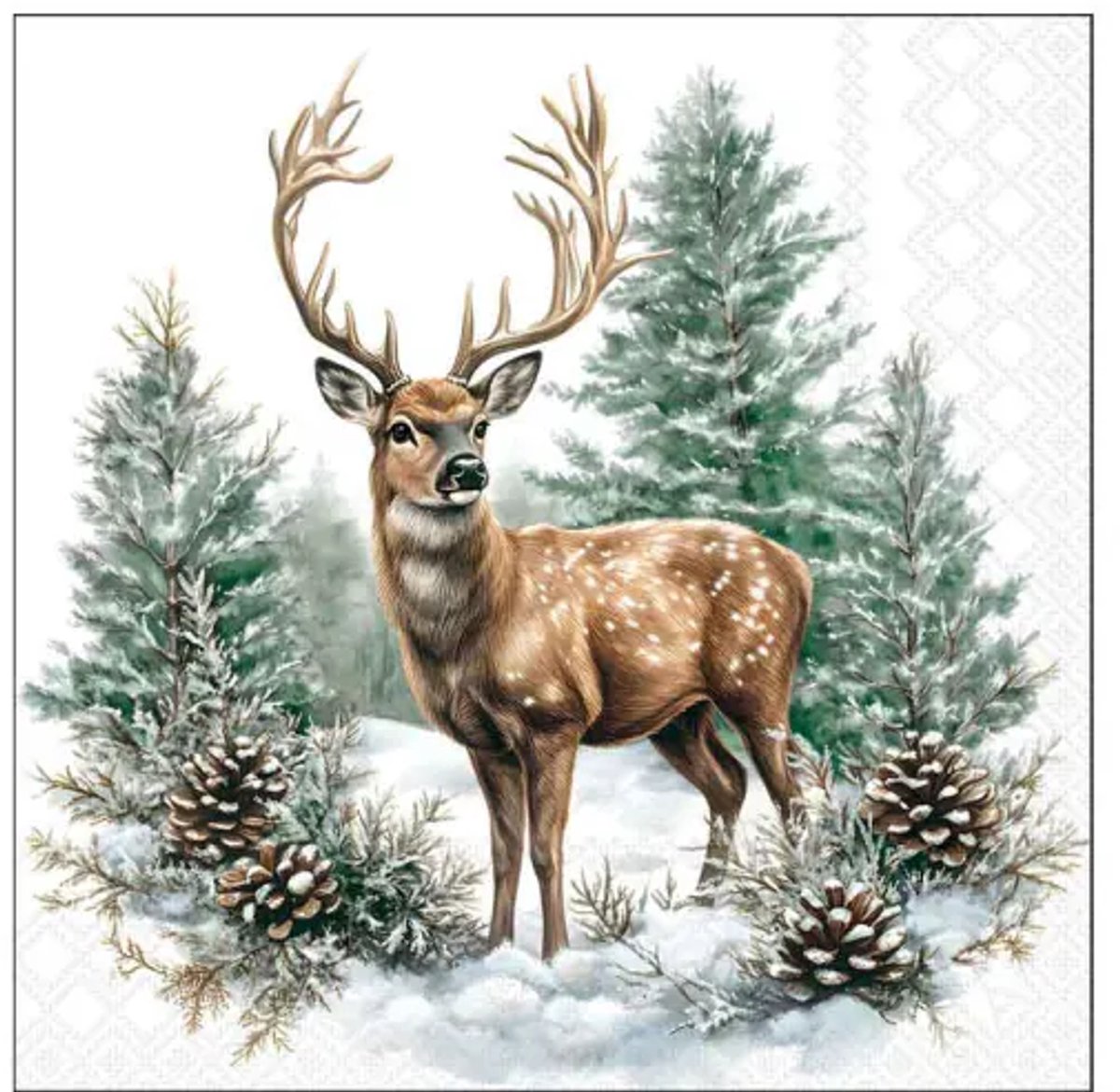 Ambiente - servetten - 25 x 25 cm - Winter Stag White