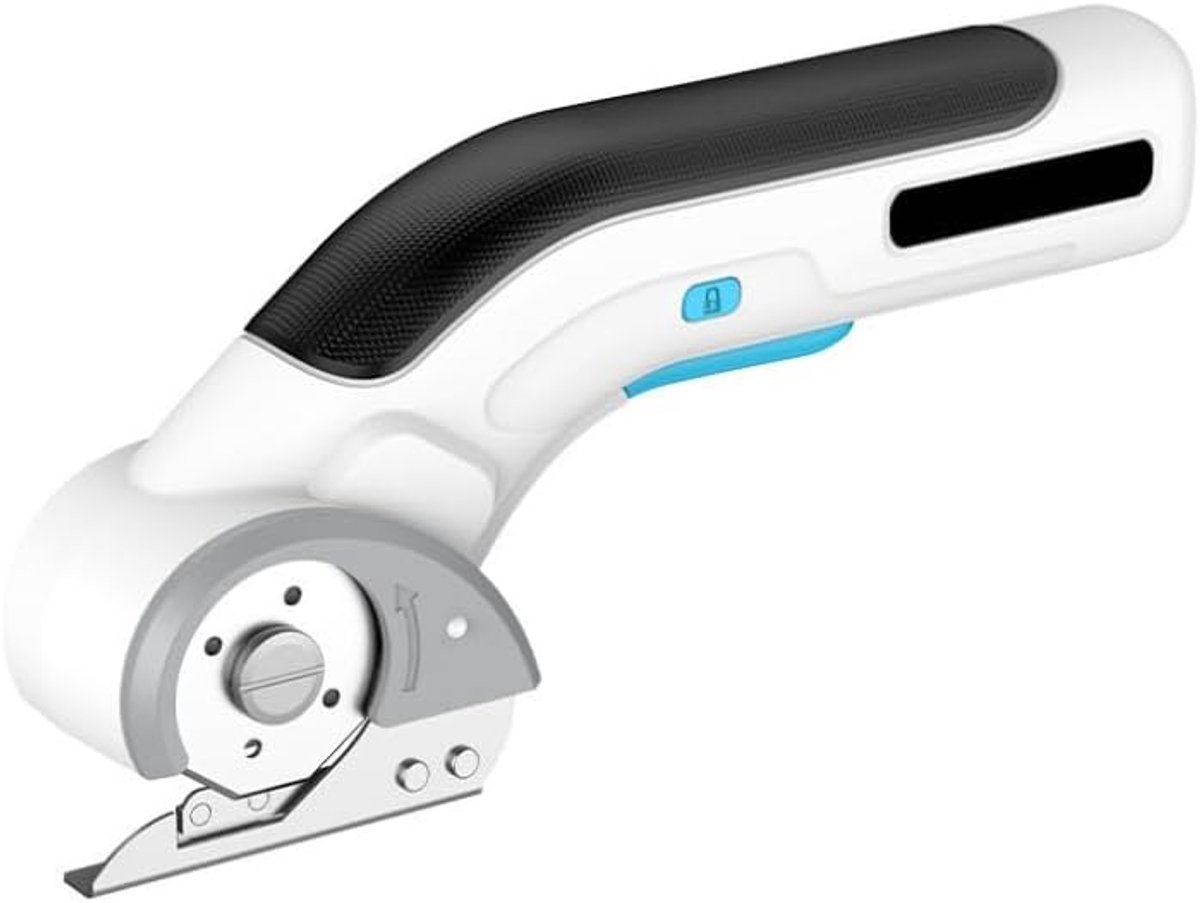 Electric Universal Scissors, 4 V Battery, Wireless, 2 x Self-Sharpening Knives, for Paper, Cardboard, Carpet, Leather - ShopVlot