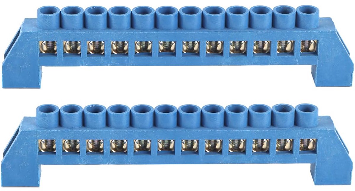 Terminal blok 12-positie - blauwe messing schroefklemmen - corrosiebestendig - betrouwbare stroomoverdracht - ShopVlot