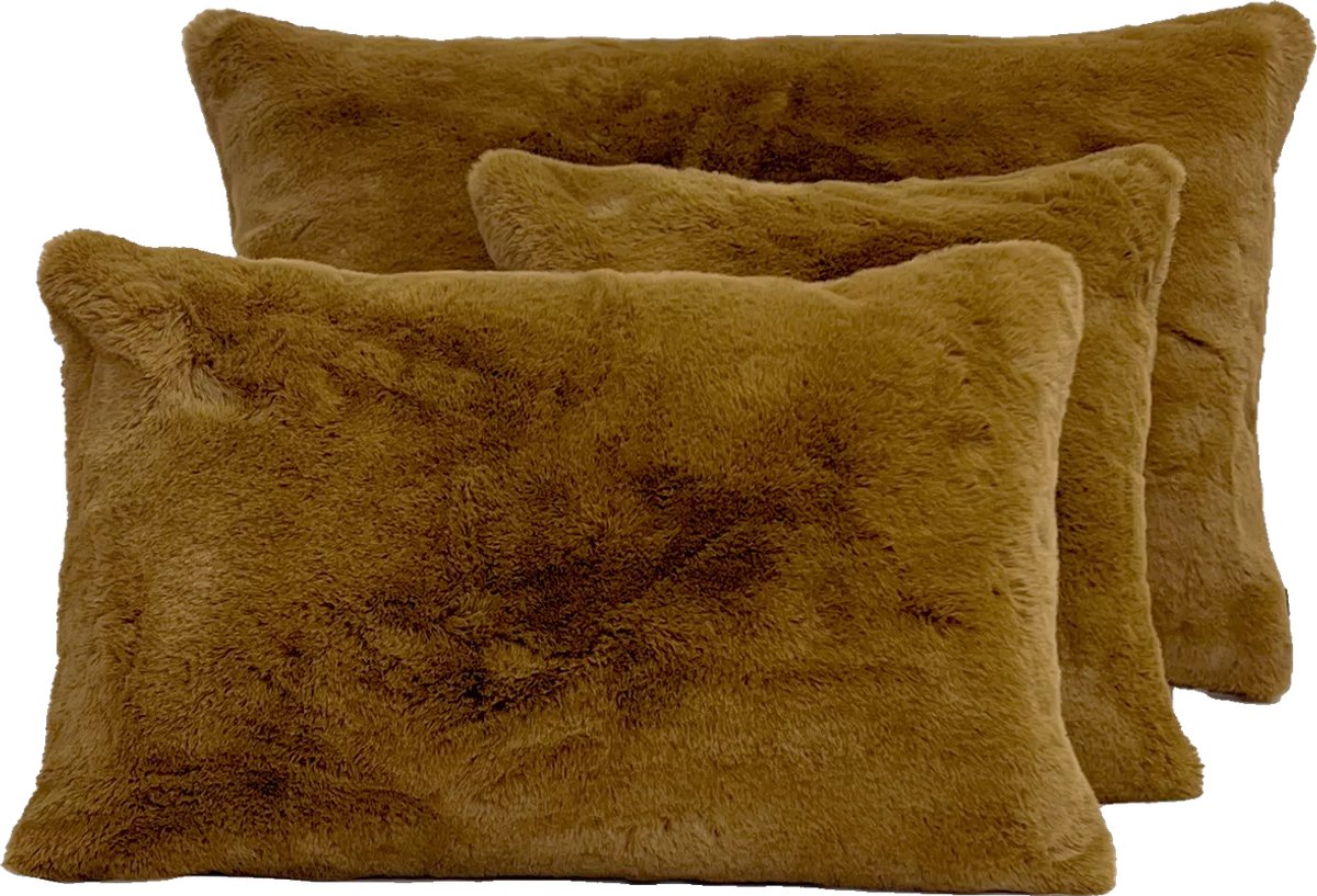 Chamonix kussen faux fur - gold - 40x60 cm