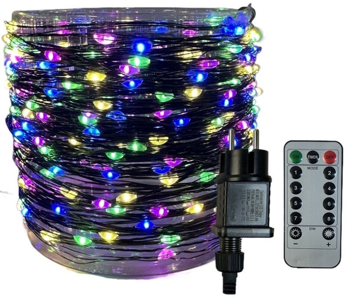 LED Lichtsnoer voor Kerstboom - Kerstversiering - Halloween Decoratie - Kerstboomverlichting - Met Afstandsbediening - 8 Lichtstanden - Waterdicht - 50m 500LED - Gekleurd - 1 stuk