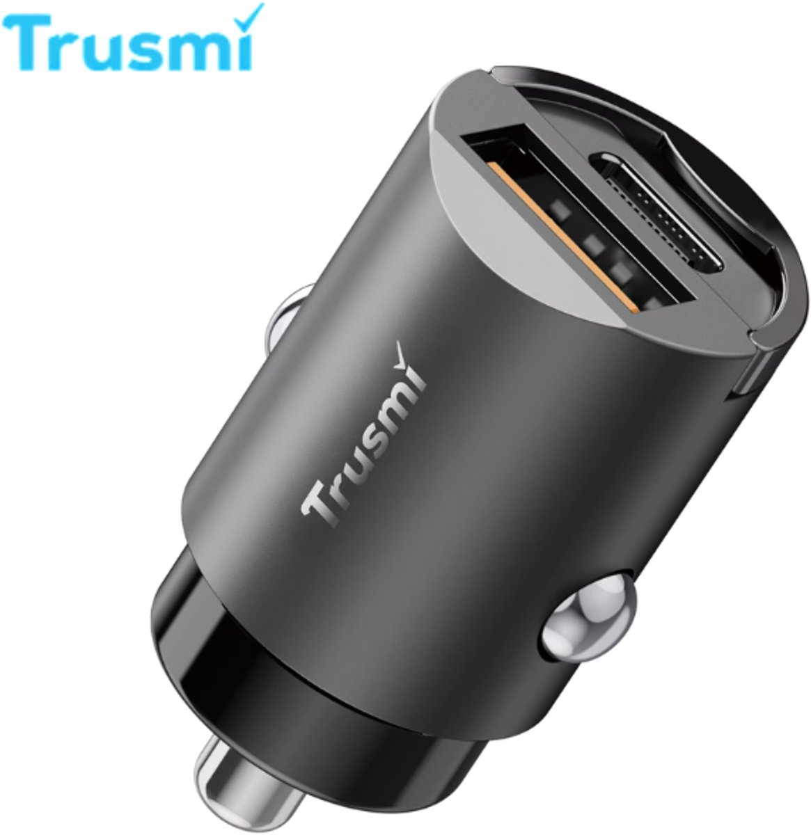 Trusmi Autolader USB-C 60W | Auto Oplader USB-C |Auto Lader | USB Autolader | Autolader USB | Autoladers | Auto Snellader | USB Oplader Auto | Autolader 1x USB-C 1x USB Poorten | Auto Oplader USB