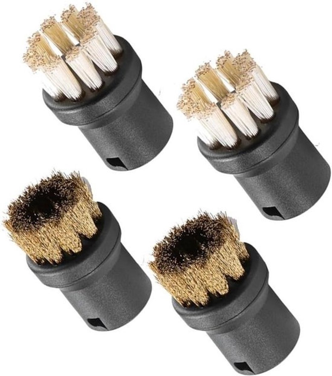 Ronde vervangingsborstels voor stoomreinigers - 4-pack accessoires voor SC-serie - SC1/2S/C3/4/5 - SC952/1020/2500/5800