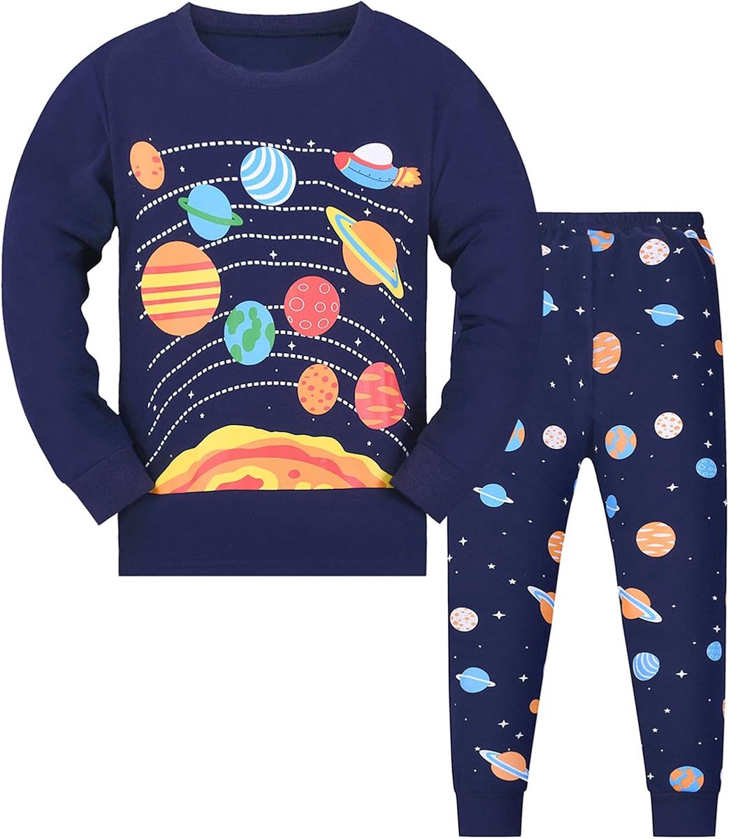 Pyjama Dinosaurus Graafmachine Lange mouw Katoen Winter Kerst Nachtkleding 3-9 jaar