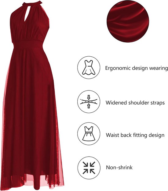 Feestjurk voor dames van tule met cut-out aan de voorkant en bandjes - Made in Italy Yes — afbeelding 3
