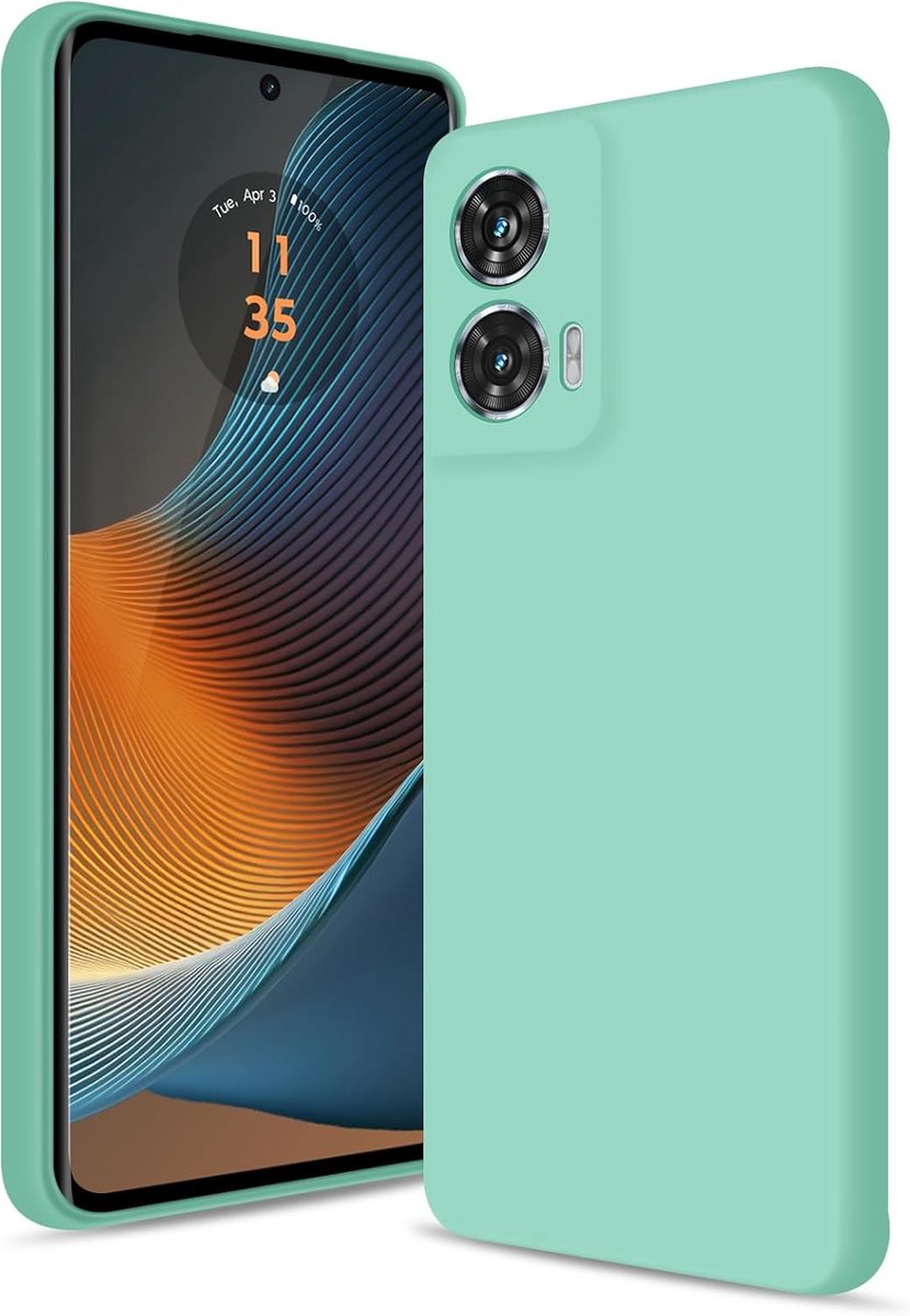 Hoesje voor Motorola Moto Edge 50 Fusion, Siliconen Case met Cameralens Volledige Bescherming, Schokbestendige Beschermhoes met Microvezel Voering -mintgroen