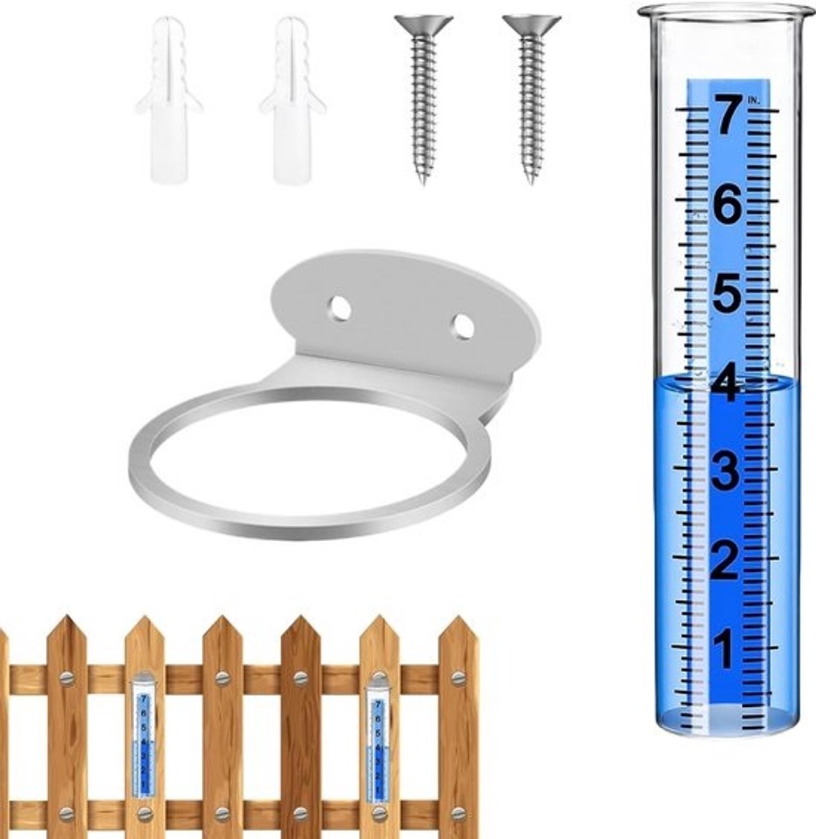 Regenmeter - Watermeter voor de tuin - Irrigatie bijhouden - Vorstbestendig materiaal - 22 cm hoog - Transparant
