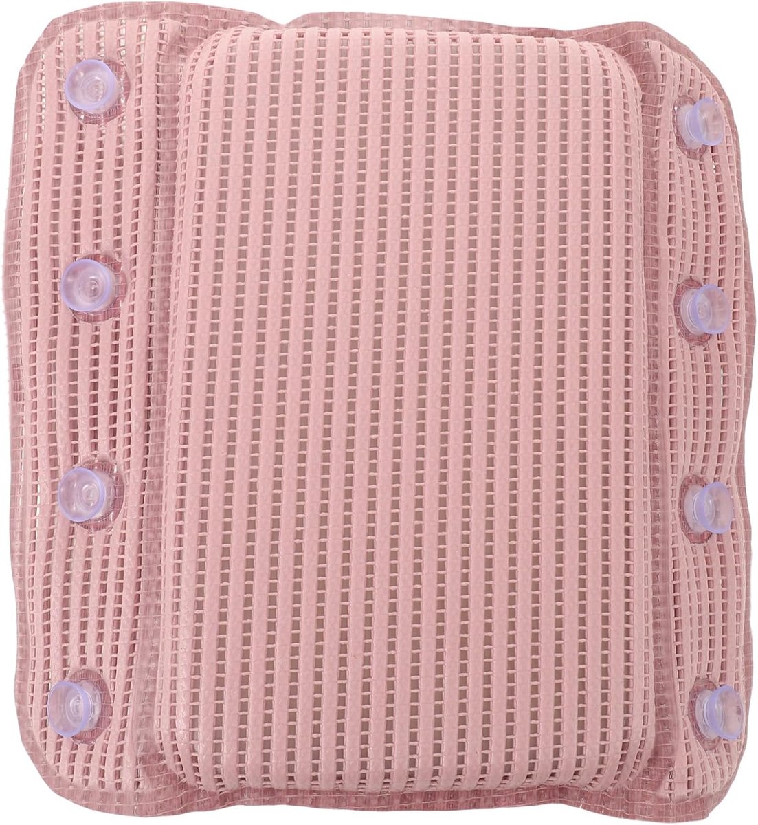 Badkussen voor hoofd en nek met 8 zuignappen (roze) - Sneldrogende mesh spa-accessoires voor vrouwen