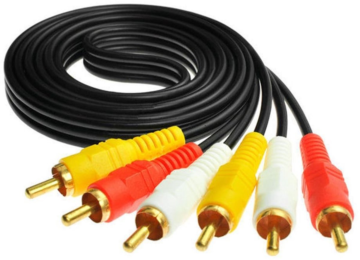 Audio Video Composite Kabel 3 RCA - Goud Geplateerde AV Kabel voor Hoge Kwaliteit Geluid en Beeld