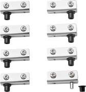 Glazen deur scharnieren set van 8 - verstelbare ijzeren pin - geschikt voor 3-6 mm glas - robuust en duurzaam - ShopVlot