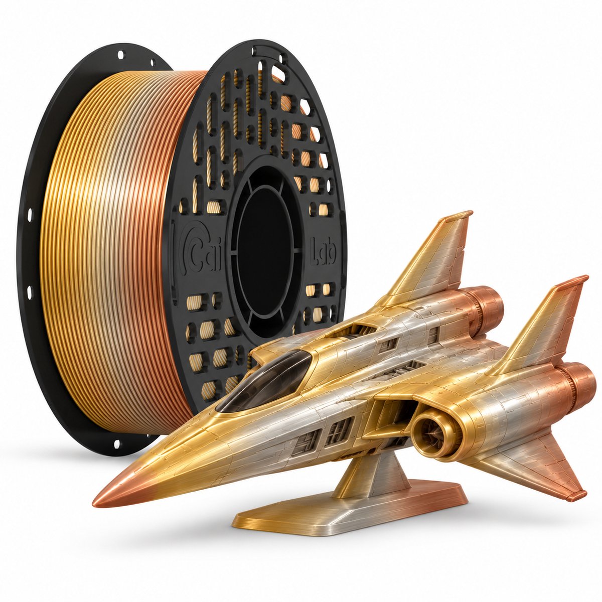 PLA-Silk+ Filament Driekleurig Goud, Zilver & Koper – 1KG – 1.75mm – Premium Zijdeglans – Snelle Levering