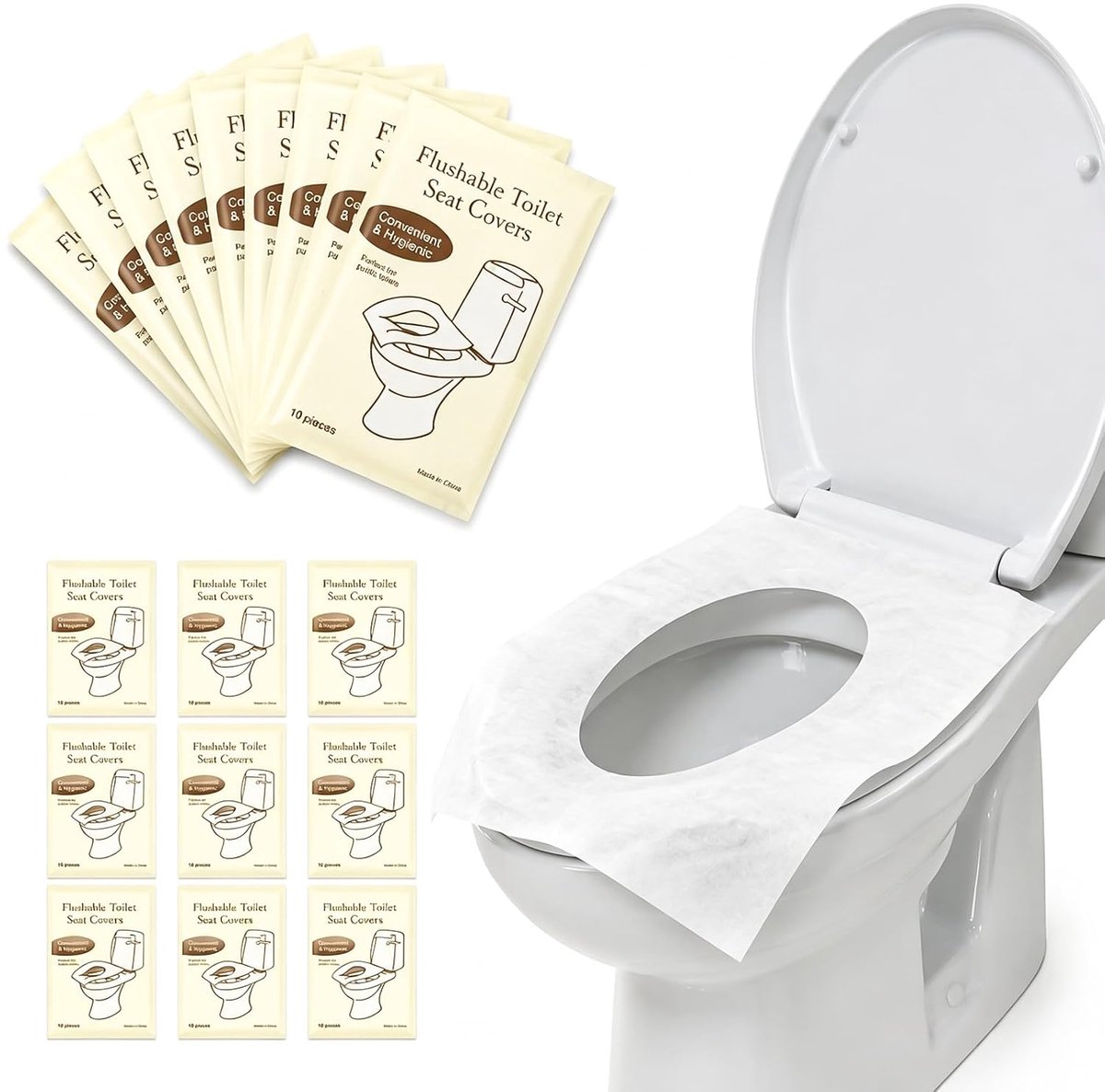 180 wegwerp-toiletmat, toiletbrilhoes, toiletbescherming onderweg