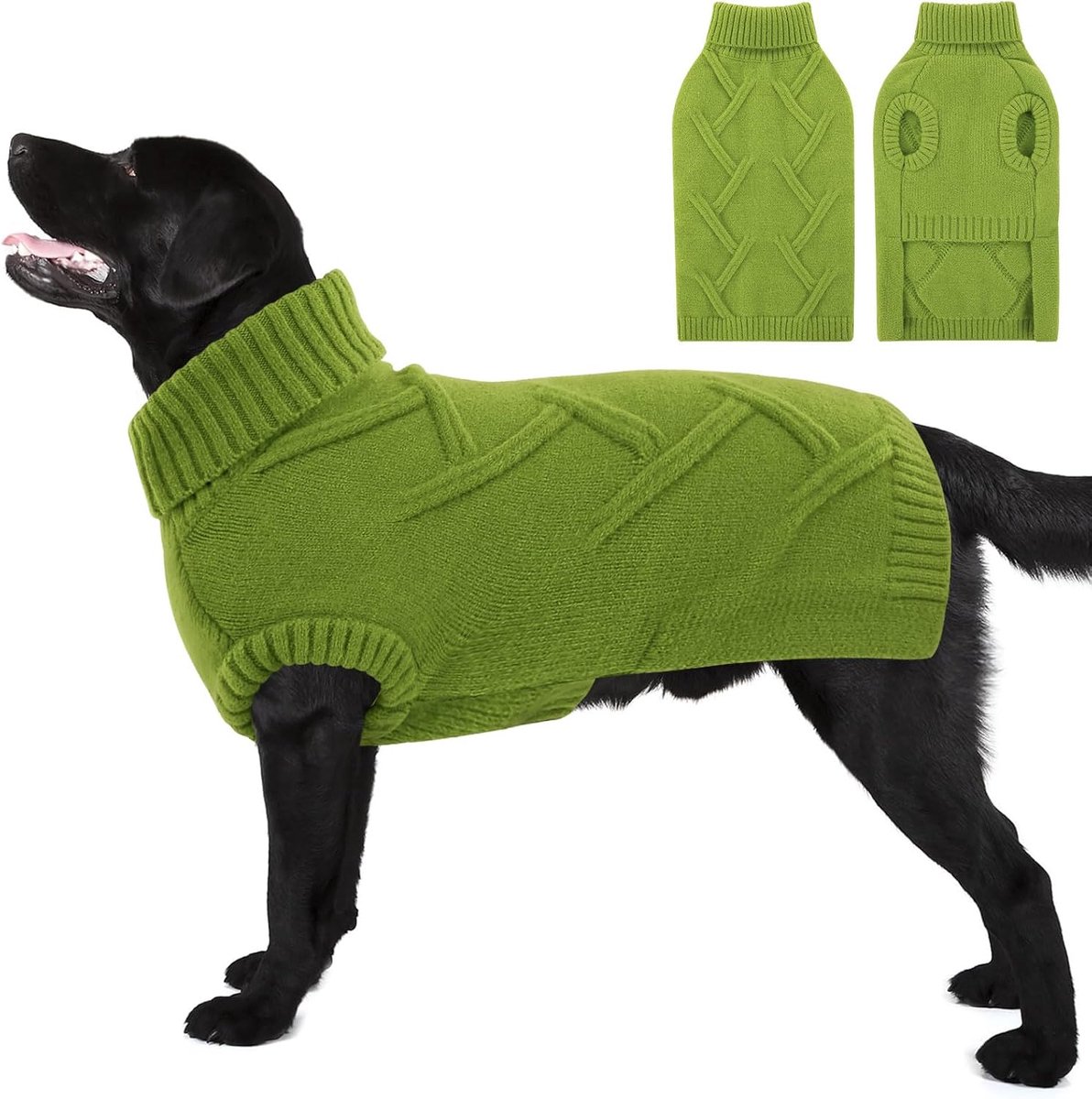 Hondentrui voor grote honden, rekbaar en warm, voor whippet, windhond en labrador, groen, XL