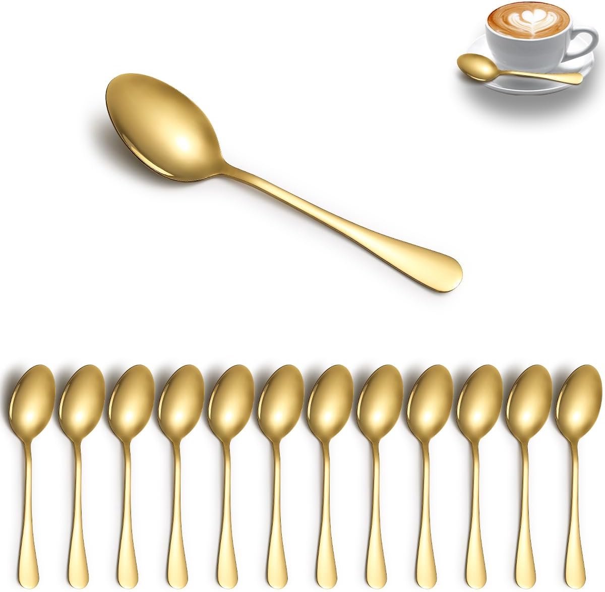 Theelepels set van 12, roestvrij stalen dessert, koffielepel, roerlepel, latte voor thuis, restaurant, hotel, bruiloft, evenement, feesten