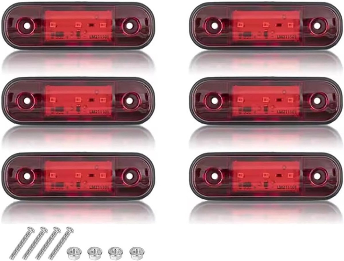 Zijmarkeringslichten met 3 leds, 12 V-24 V, universele zijknipperlichten, IP65 waterdicht, voor en achter, voor vrachtwagen, camper, caravan (6 stuks)