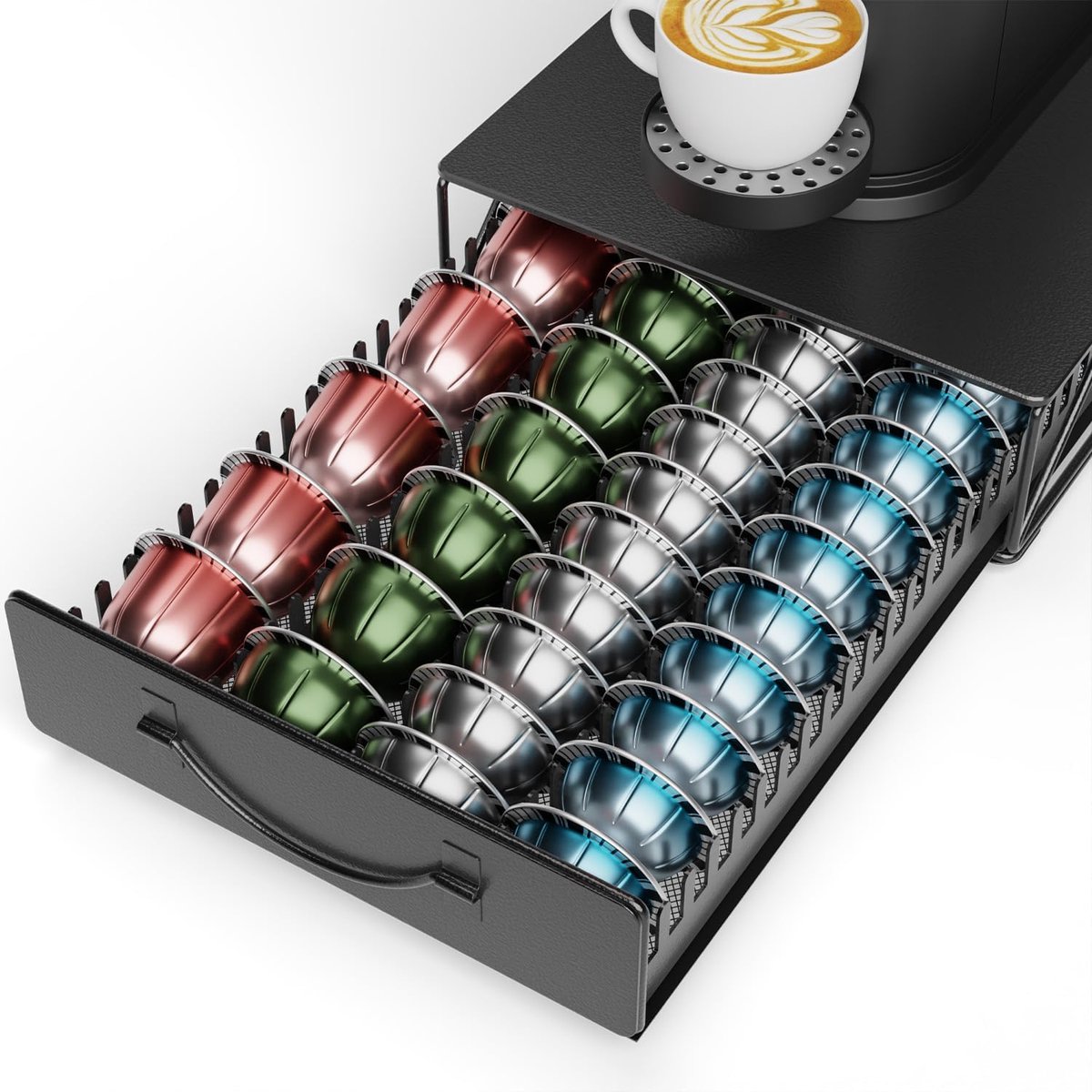 Vertuo Multifunctionele koffiecapsulehouder met capaciteit voor 48-24 Vertuoline-capsules en 32 Dolce Gusto capsules, kleine opbergdoos voor Vertuo-capsules, antislip