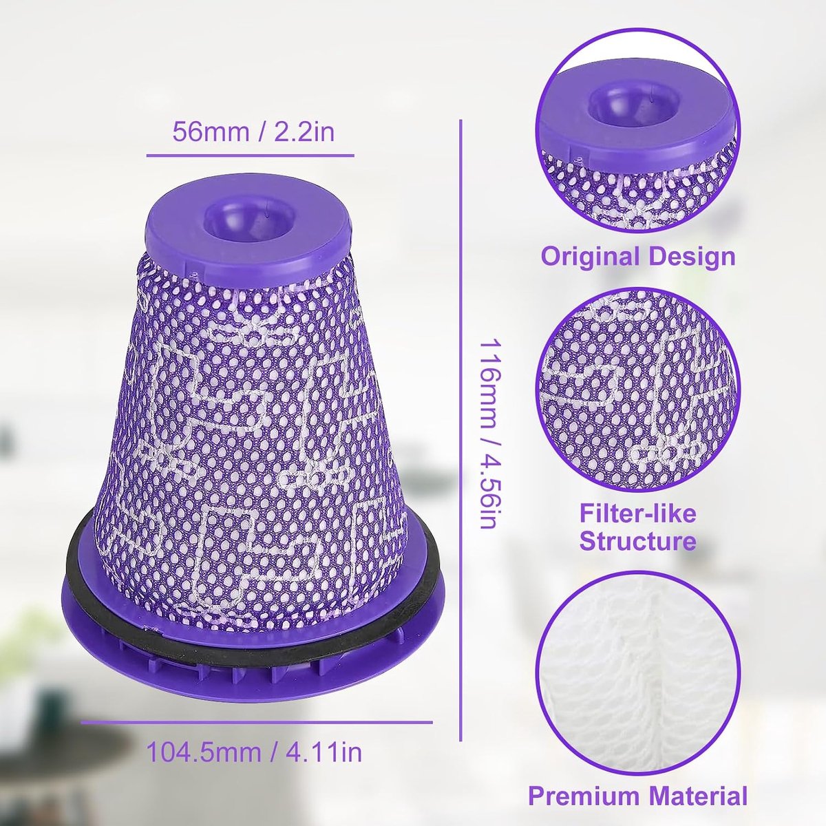 Voormotorfilter voor Dyson Big Ball CY18, CY22, CY23, CY24, CY25, CY26, CY27, CY28, DY75, DY77, DY78, CY18, DC77, DC78, cilinderstofzuiger, vervanging nr. 967371-01, 2 stuks