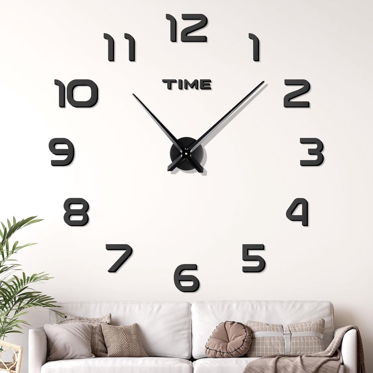 Grote 120 cm 3D Wandklok, Stille Zelfklevende DIY Digitale Klok voor Modern Interieur