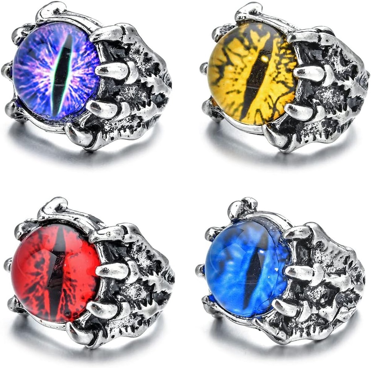 Ringen - Draak Demoon Ogen Zirkoon Ring Zilver, Verstelbaar Roestvrij Staal Gothic Ring voor Mannen en Vrouwen