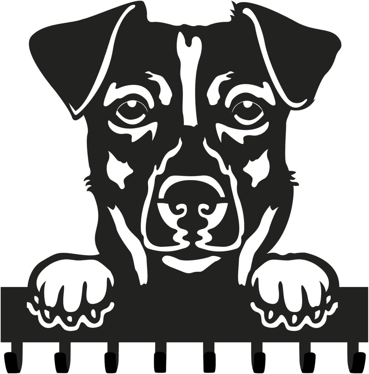 Sleutelhanger voor de muur, met 8 haken, moderne wandhouder, voor ingang, keuken, cadeau-idee, huismeubels, hondenriem (Jack Russell)
