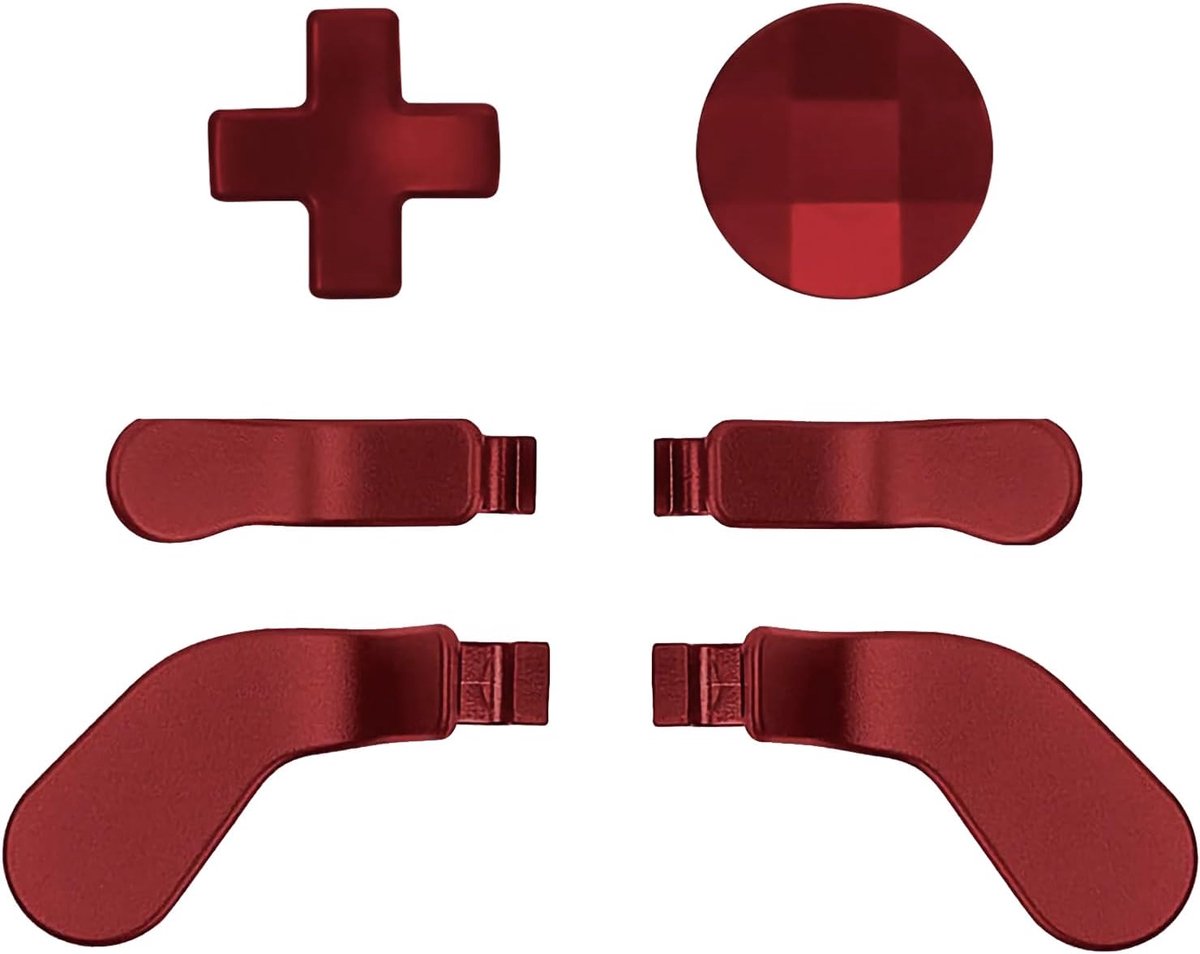 Vervangende achterpeddels 6 stuks metalen roestvrijstalen triggersloten D-pads richtingstoetsen voor Xbox One Elite Controller Serie 2 Xbox One Elite-accessoires (rood)