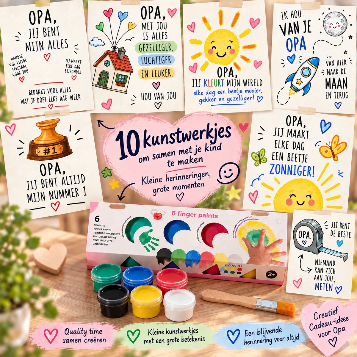 Vingerverf set OPA - 10 Posters - A4 - Vingerverf -Vingerverf set OPA - Creatief speelgoed - 10 stuks sjablonen - Vingerverf set - Vingerverf - Cadeau verjaardag - vaderdag cadeau - Poster - gepersonaliseerd cadeau - persoonlijk cadeau - kleurplaat