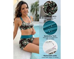 3-delige tankini-set voor dames, buikcontrole, tankini-zwempak, grote maten, zwemkleding, uitgeholde tankini-top, verstelbare bikinitop met hoge taille