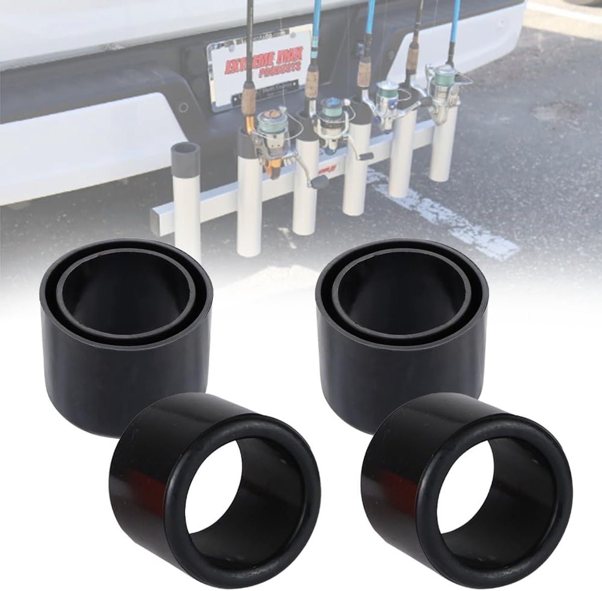 Hengel Houder Tube Insert Protector, Fit 2" Cap Tube, 4 Stks (zwart)