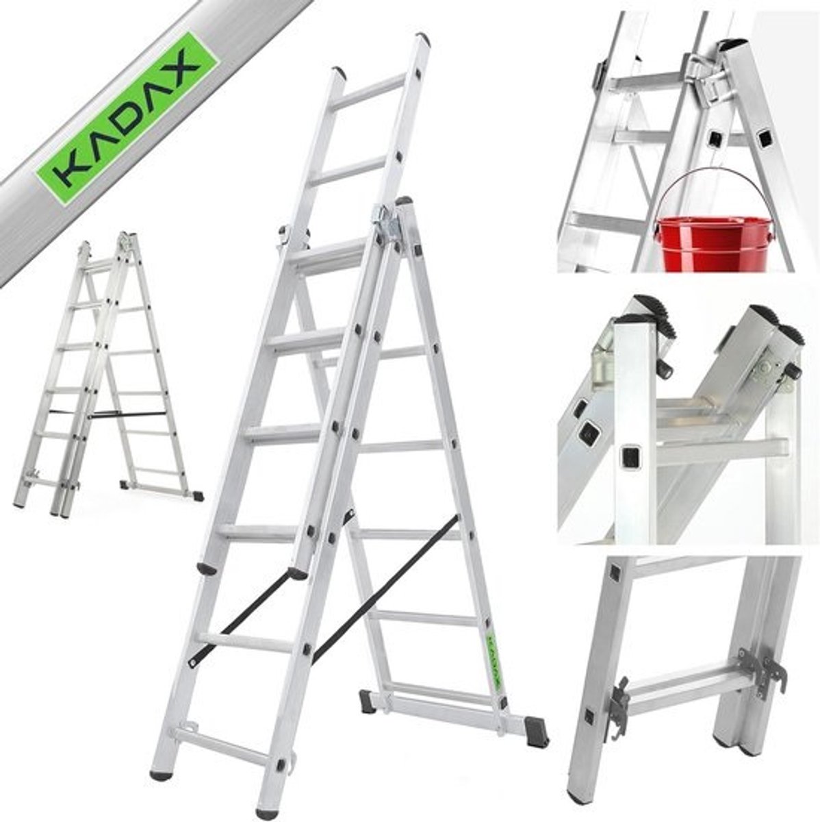 Vouwladder - Met 3 treden - Aluminium - Belastbaar tot 150 kg