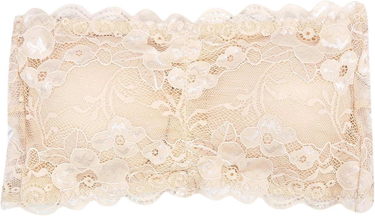Strapless beha van kant, hoge band, damesbeha, zonder beugel, gevoerd, bralette, bustier, met transparante bandjes