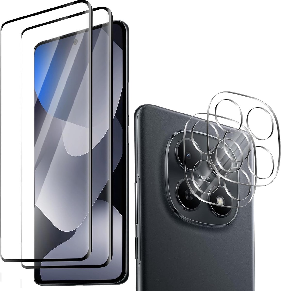 2 + 2 Stuks Veiligheidsglas, Compatibel met Xiaomi Redmi Note 15 5G