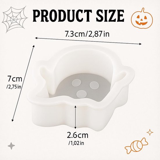 Vormen geest, siliconen mal voor Halloween-kaarsen, Halloween-geest, pompoen, Halloween, voor led, gipsvormen om te gieten, lamp voor Halloween-projectoren en pompoen voor aan de muur — afbeelding 2