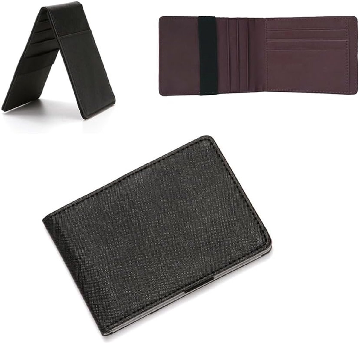 Geldclip voor dames en heren, van hoogwaardig leer met RFID-bescherming, slim bifold (blauw), Bruin, 11.5×8.5×1CM, Modern