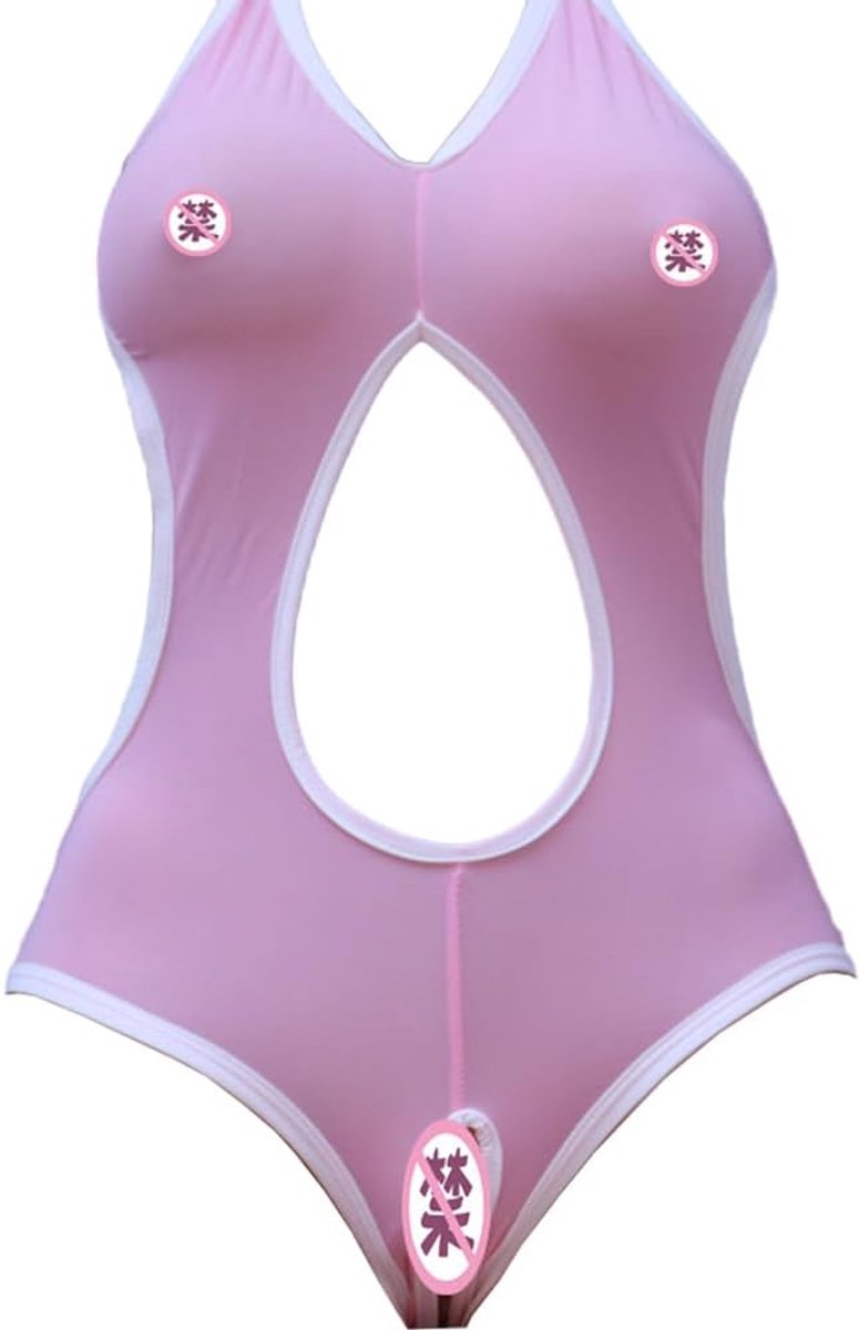 Anime cosplay bodysuit dames eendelig badpak monokini V-hals holle badmode strandjurk