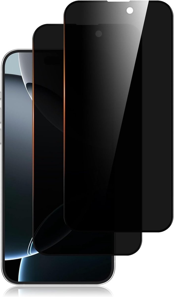 2 stuks screenprotector tegen spionage voor iPhone 16 Pro met cameralensbescherming, folie van gehard glas