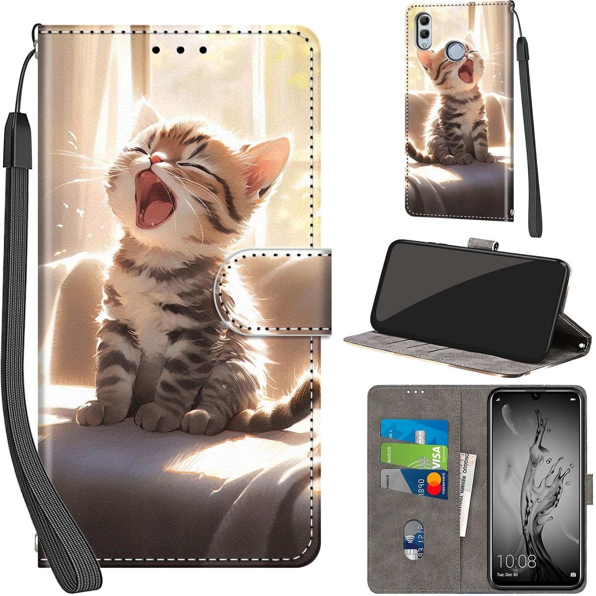 Portemonnee Telefoonhoes voor Huawei P Smart 2019 Kat