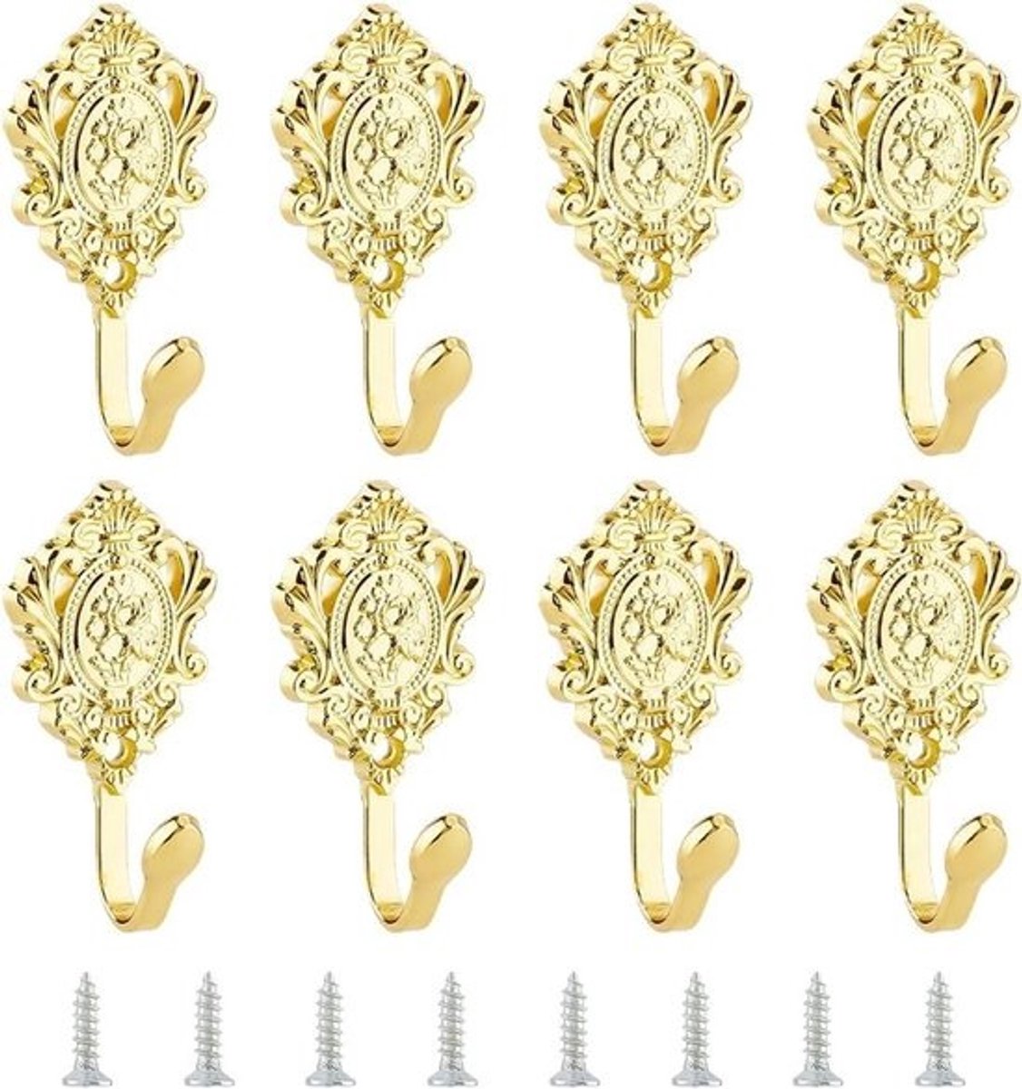 Decoratieve haken - Bloemvormige wandhaken - Voor gordijnen ophangen - Stevige legeringskern - 10 cm hoog - Goud