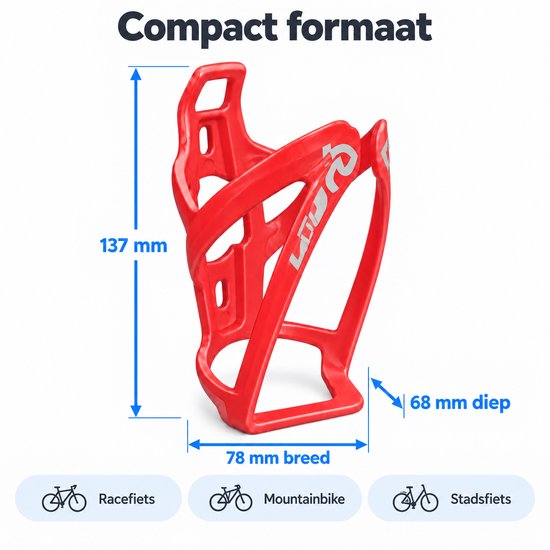 Cloudy - Bidonhouder - Fiets Bidonhouder- ABS - Rood — afbeelding 5