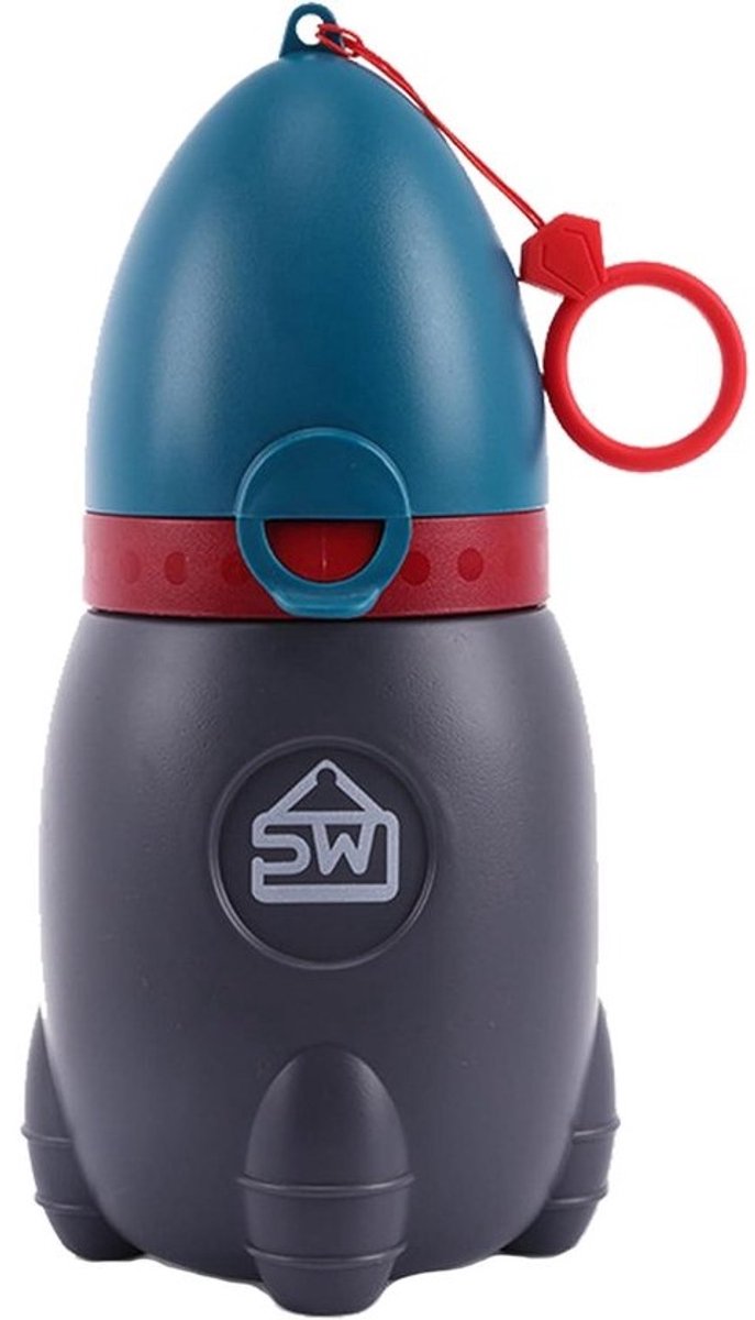 Urinoir voor onderweg - Draagbaar plastrainingstoilet - Voor camping, auto en reizen - Voor buiten en het park - Voor jongens en meisjes - Raketontwerp - Grijs en blauw - 370ML