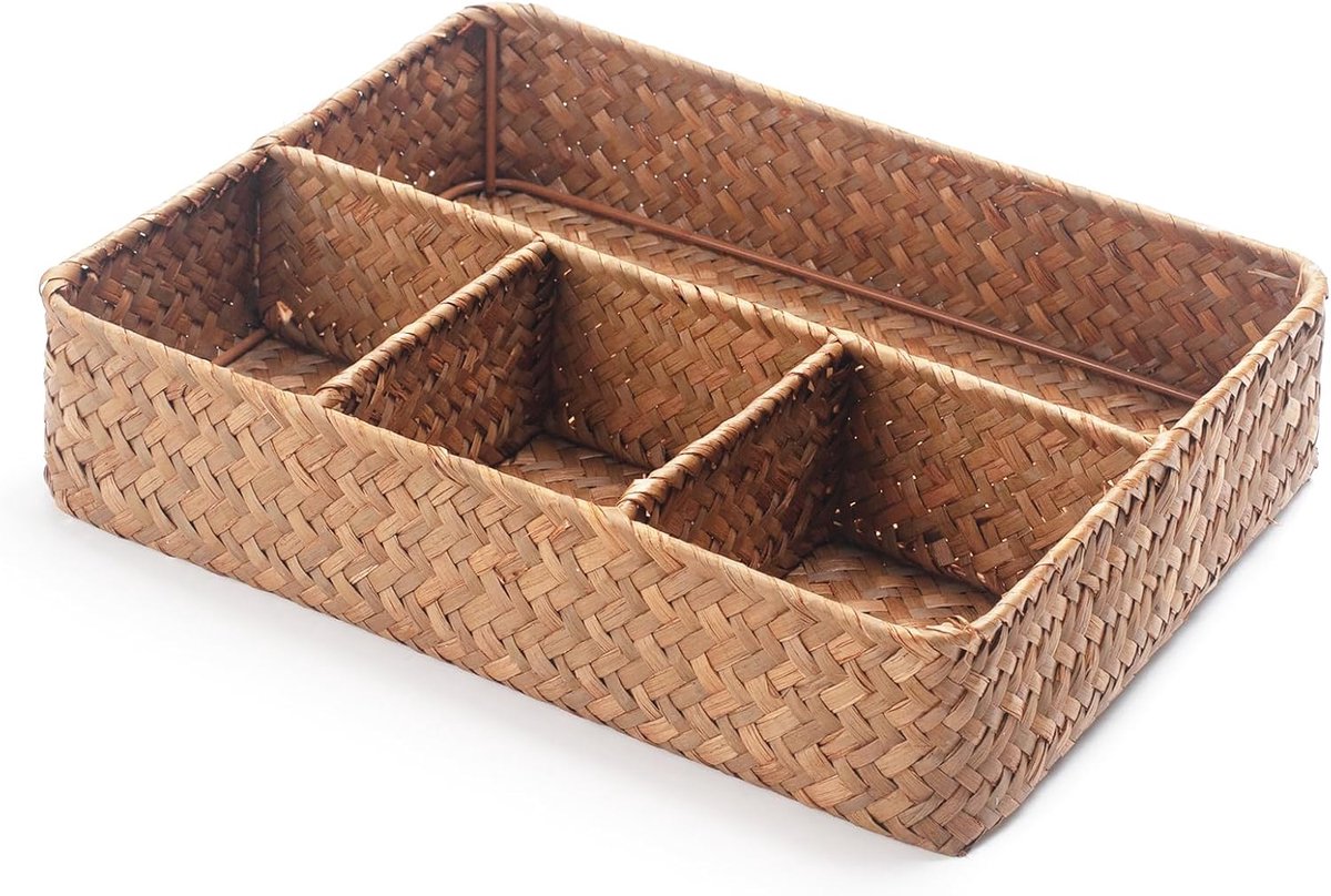 Theezakje Organizer Lade 4 Secties Koffie Suiker Pakket Houder Verdeelde Opslag Mand voor Lade Plank Aanrecht