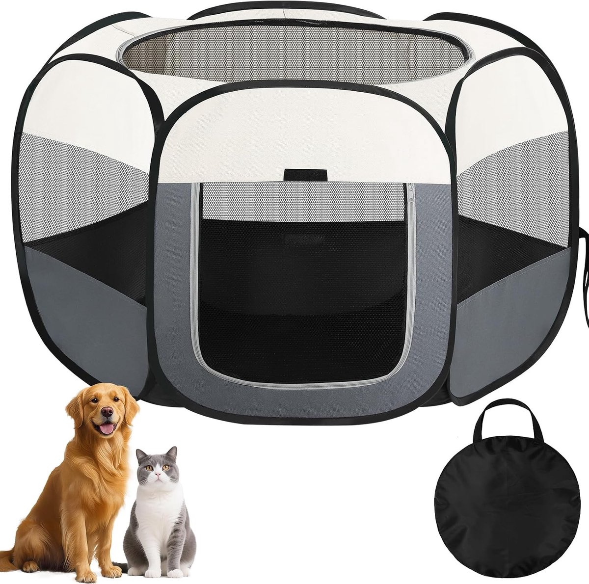 Puppypark, beige, wit, L