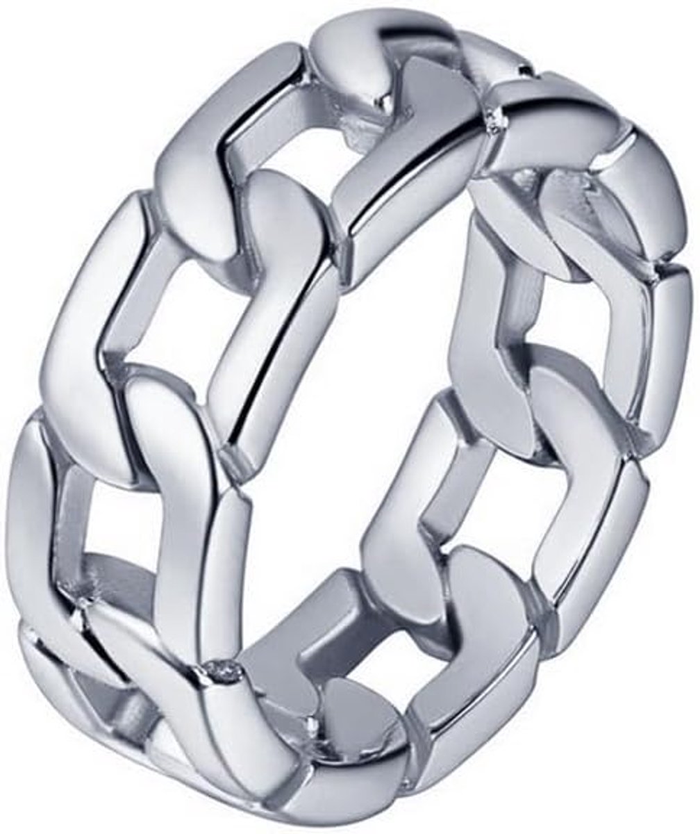 Heren ring Cuban Link zilverkleurig-20mm