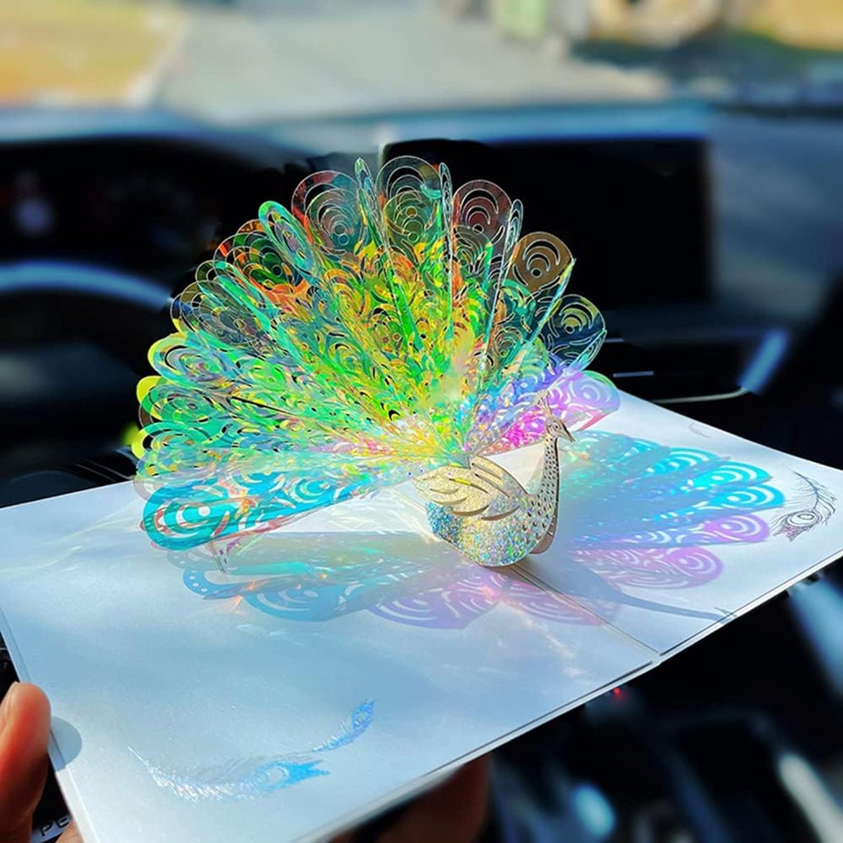 3D pop-up verjaardagskaart, iriserende pauw, Valentijnsdagkaart, romantische en warme kaart voor verjaardag, bruiloft, jubileum, verloving, vouwkaart met envelop