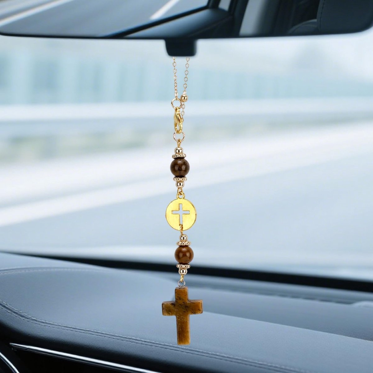 Kristallen Autobedel voor Achteruitkijkspiegel, Schattig Boho Accessoires voor het Ophangen van Autospiegels for Vrouwen (Geel)